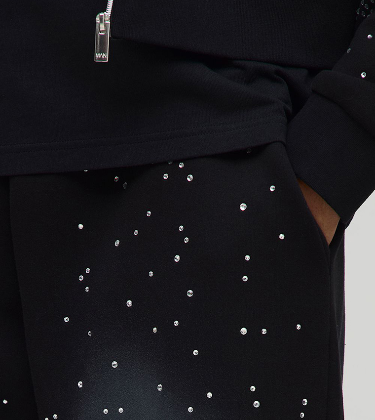 Washed Rhinestone Baggy Fit Sweatpants