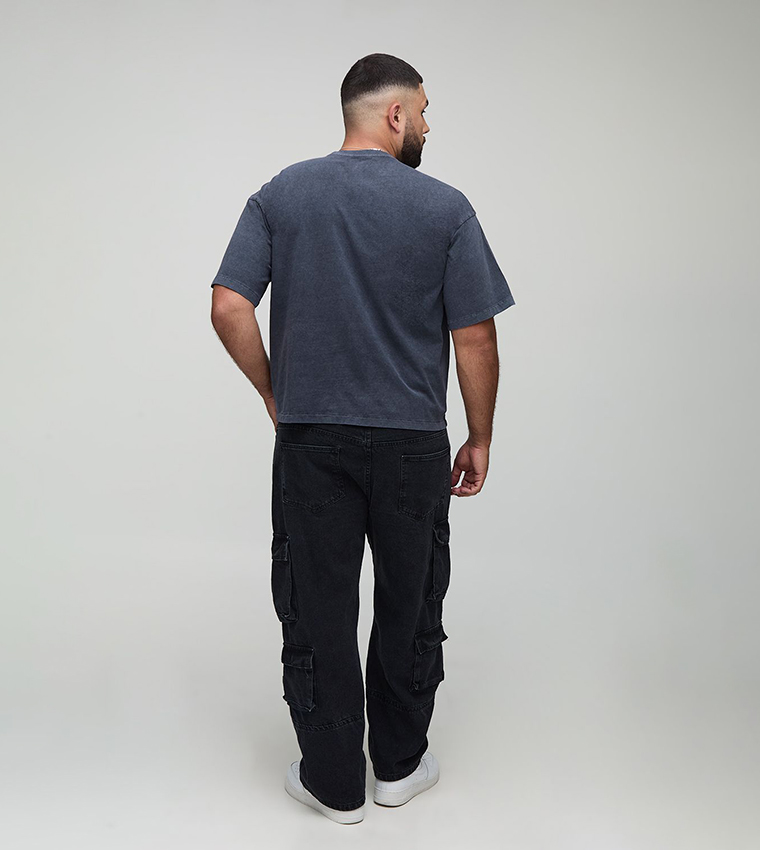 Heavyweight Washed Pocket Applique Oversized T-Shirt