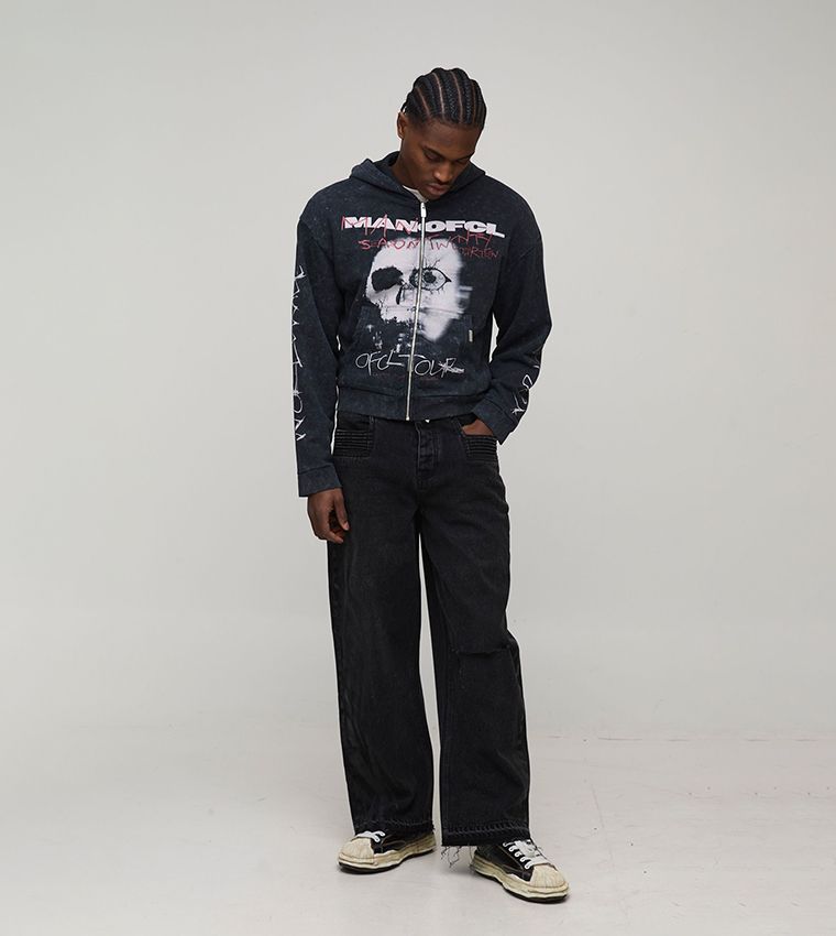 بنطلون جينز واسع مرن