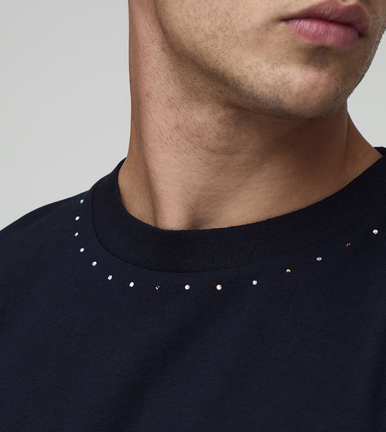 Rhinestone Detail Oversized T-Shirt