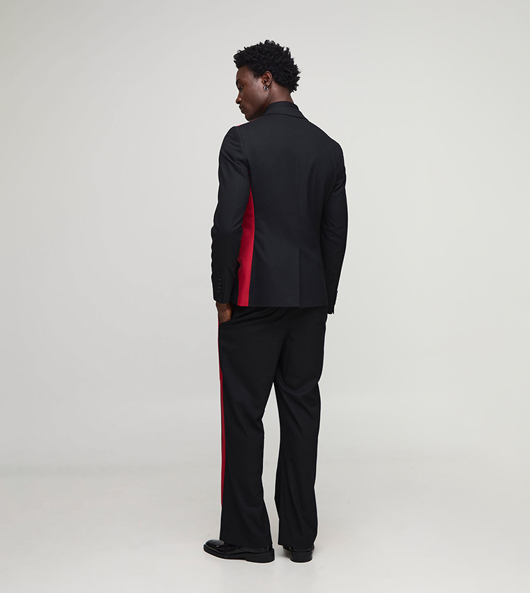 Slim Fit Colour Block Belted Blazer