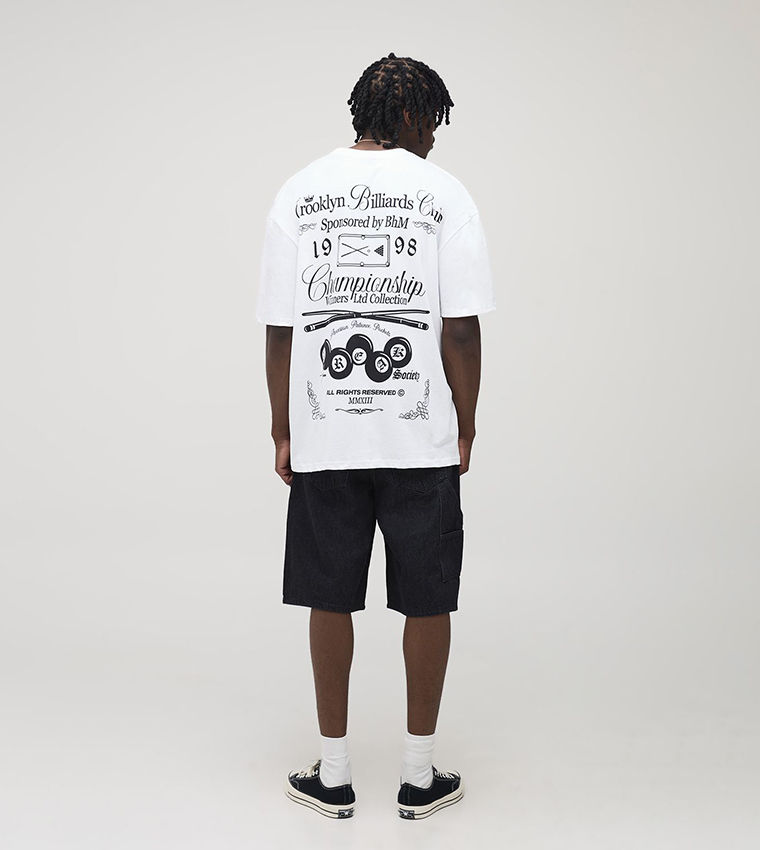 Tall Oversized Brooklyn Billiards Club Print T-Shirt
