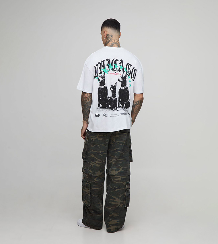 Tall Chicago Doberman Printed Oversized T-Shirt