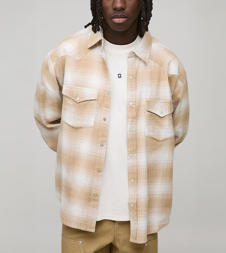 Plaid Flannel Western Long Sleeves Shirt