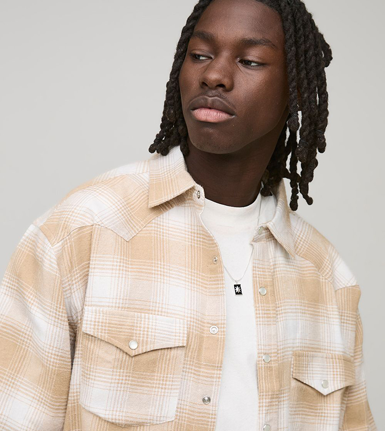 Plaid Flannel Western Long Sleeves Shirt