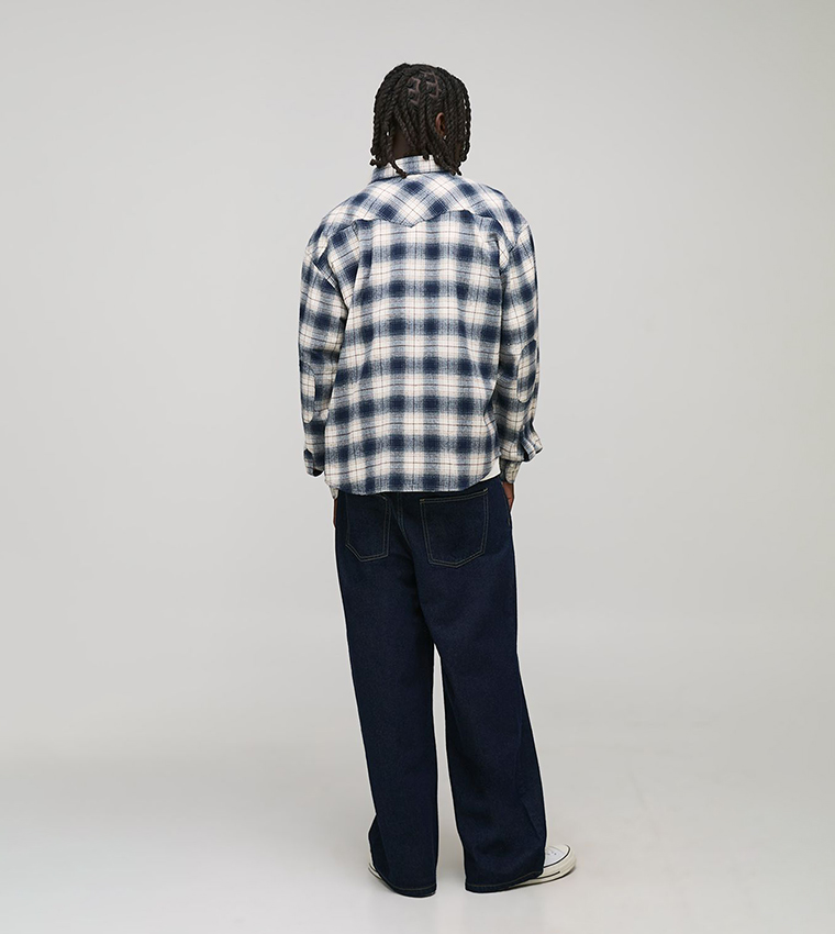 Plaid Flannel Western Long Sleeves Oversized Shirt