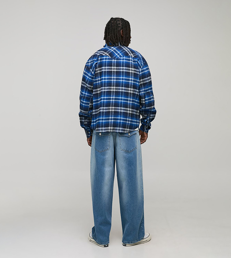 Plaid Flannel Western Long Sleeves Shirt