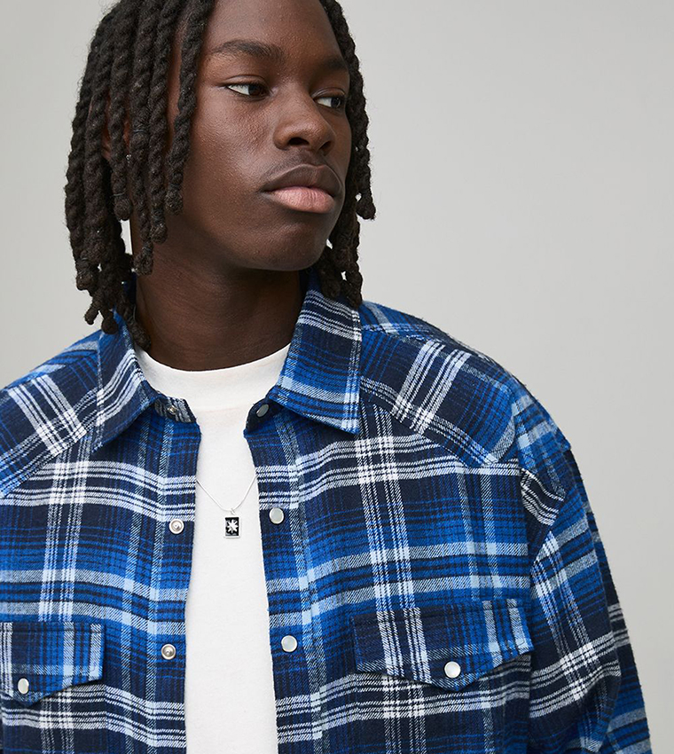Plaid Flannel Western Long Sleeves Shirt