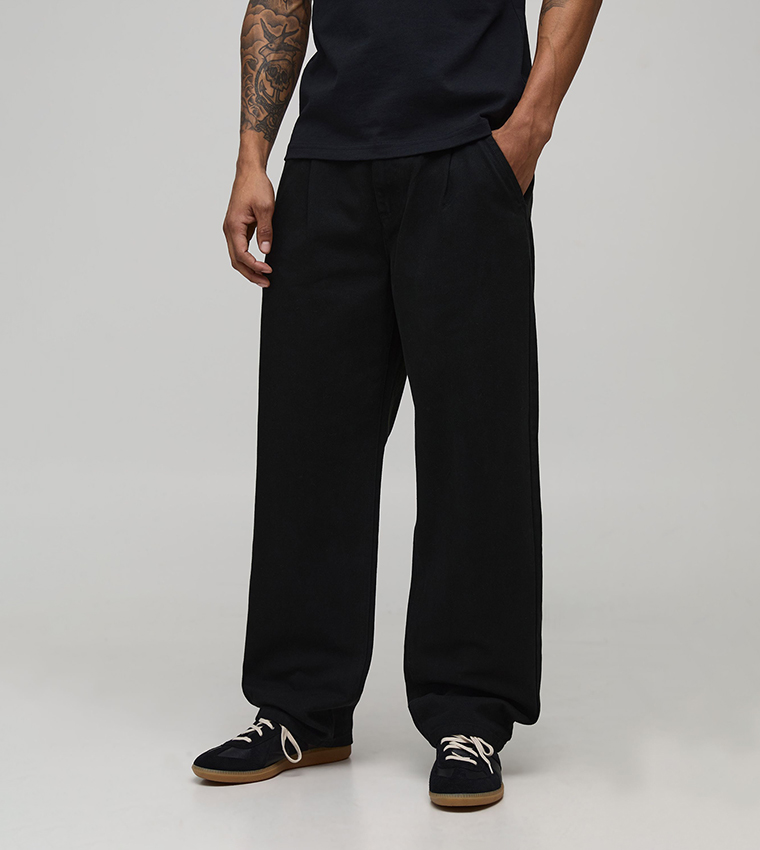 بنطلون مريح بخصر نصف مرن  