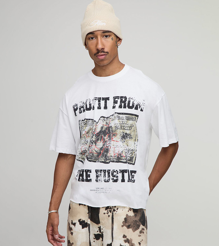 Hustle Printed Oversized T-Shirt