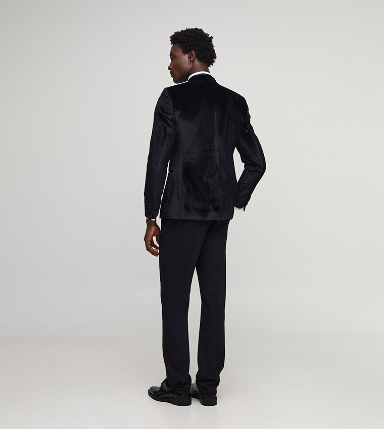 Satin Lapel Collar Skinny Fit Velvet Blazer