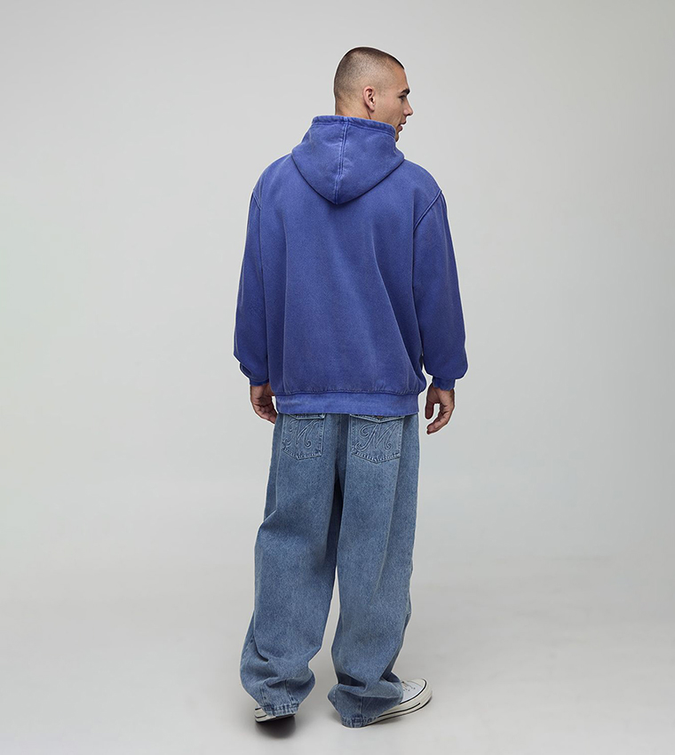 Washed Homme Snake Printed Oversized Hoodie