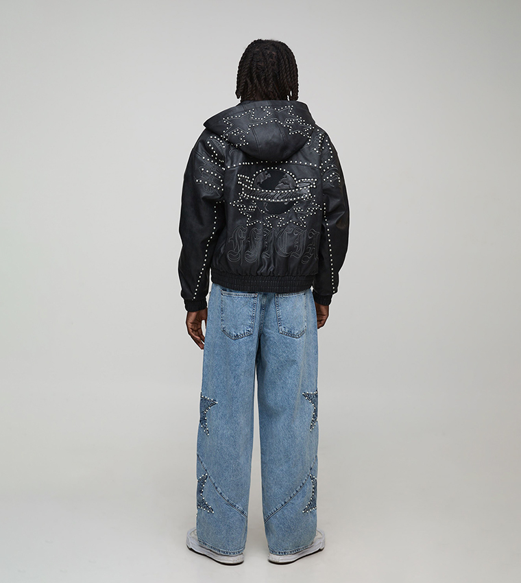 Pearl Star Studded Baggy Fit Jeans