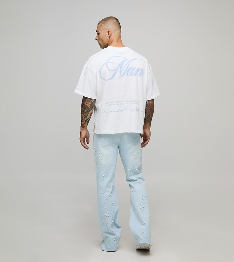 Pearl Embellished Flared Jeans