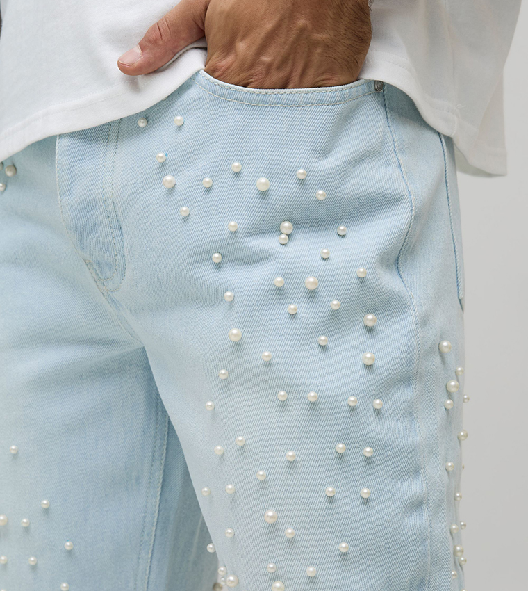 Pearl Embellished Flared Jeans