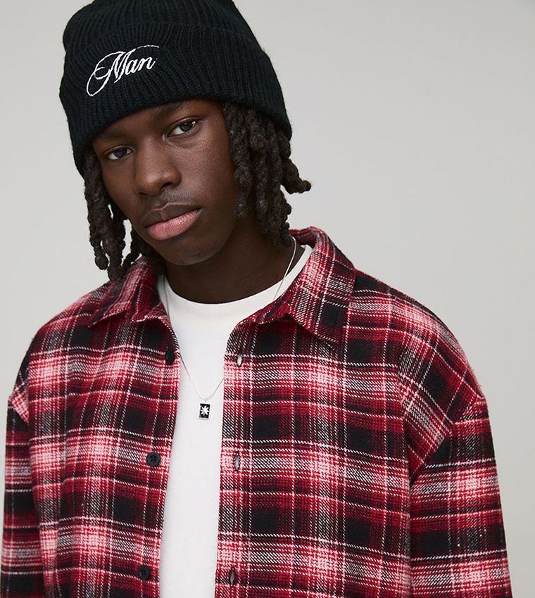 Houston Embroidered Check Long Sleeves Oversized Shirt