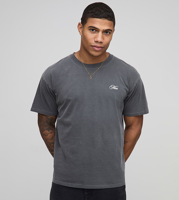 Regular Fit Washed Stencil Landscape Graphic T-Shirt