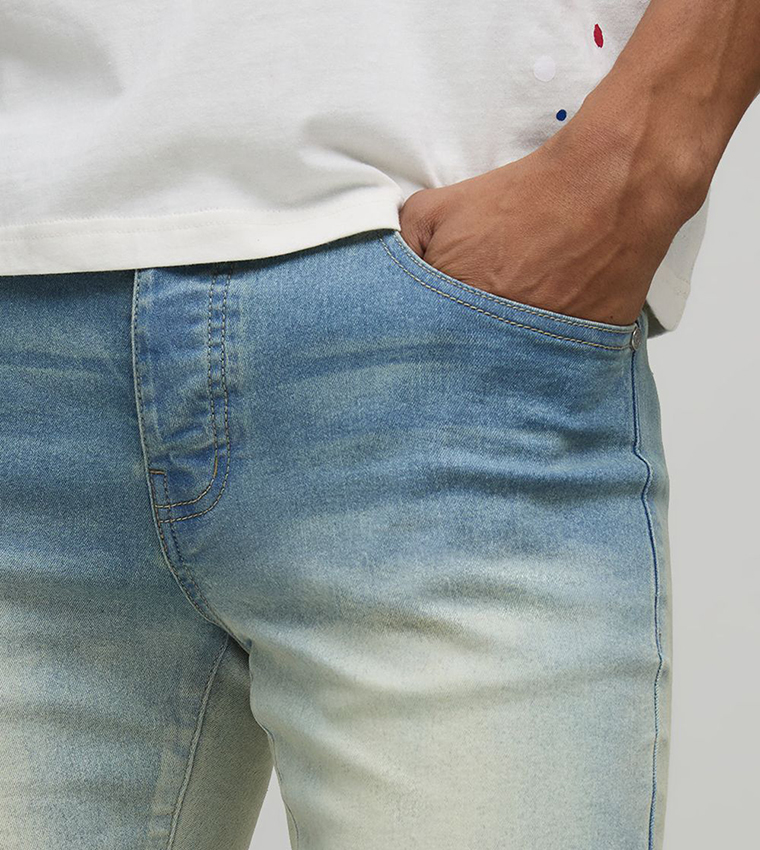 Washed Stretch Skinny Fit Jeans