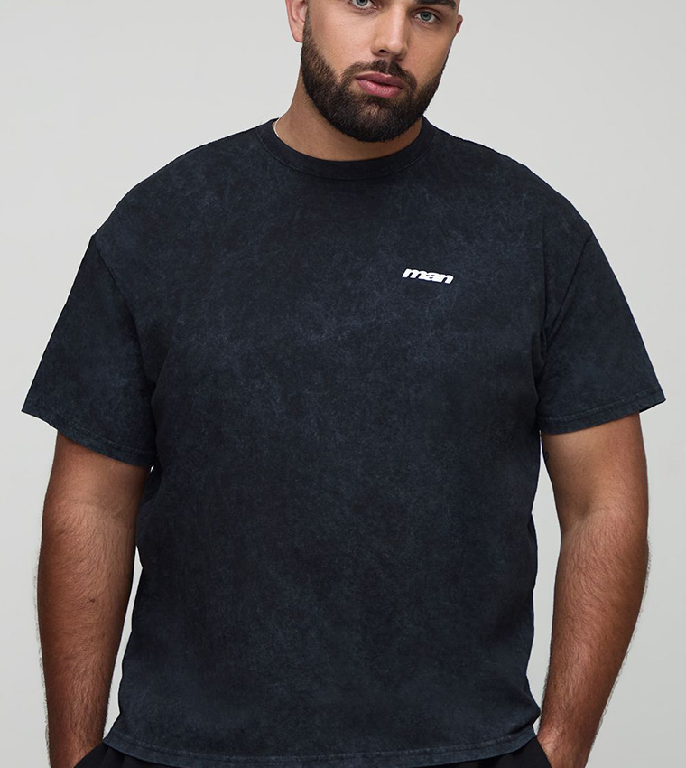 Plus & Tall Oversized Ramen Club Acid Wash Printed T-Shirt