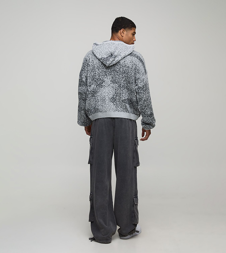 Printed Oversized Mixed Laguna Knitted Hoodie