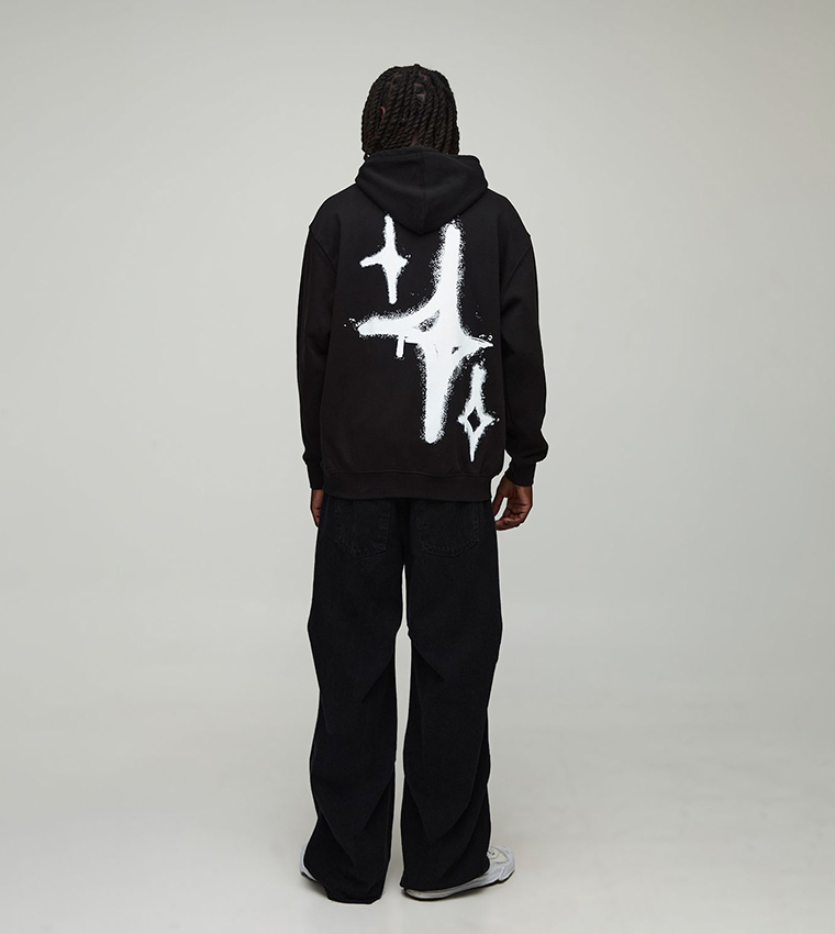 Graffiti Spray Cross Graphic Oversized Hoodie