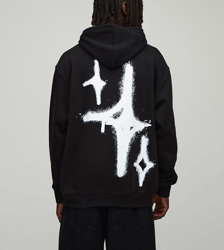 Graffiti Spray Cross Graphic Oversized Hoodie