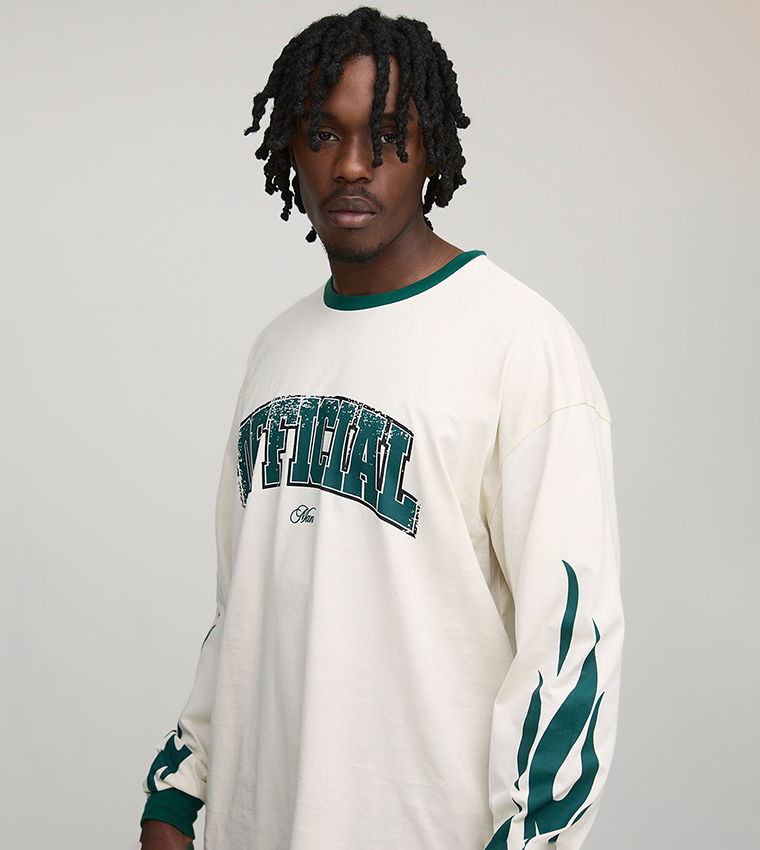 Tall Official Print Long Sleeves Oversized T-Shirt