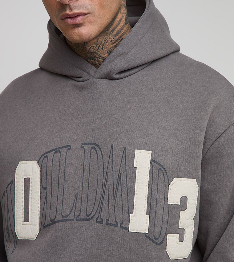 Tall Worldwide Applique Oversized Hoodie