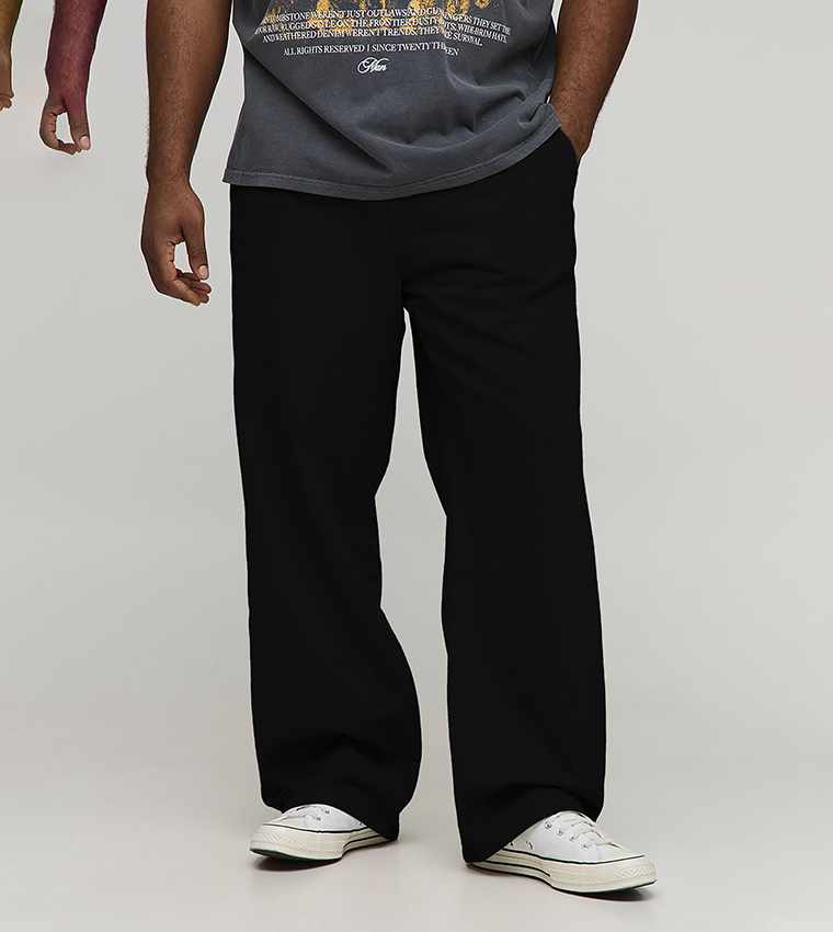 بنطلون تويل مغسول للمقاسات الكبيرة والطويلة 