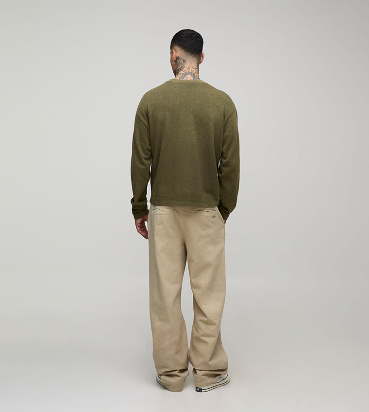 بنطال تويل مغسول للمقاسات الطويلة