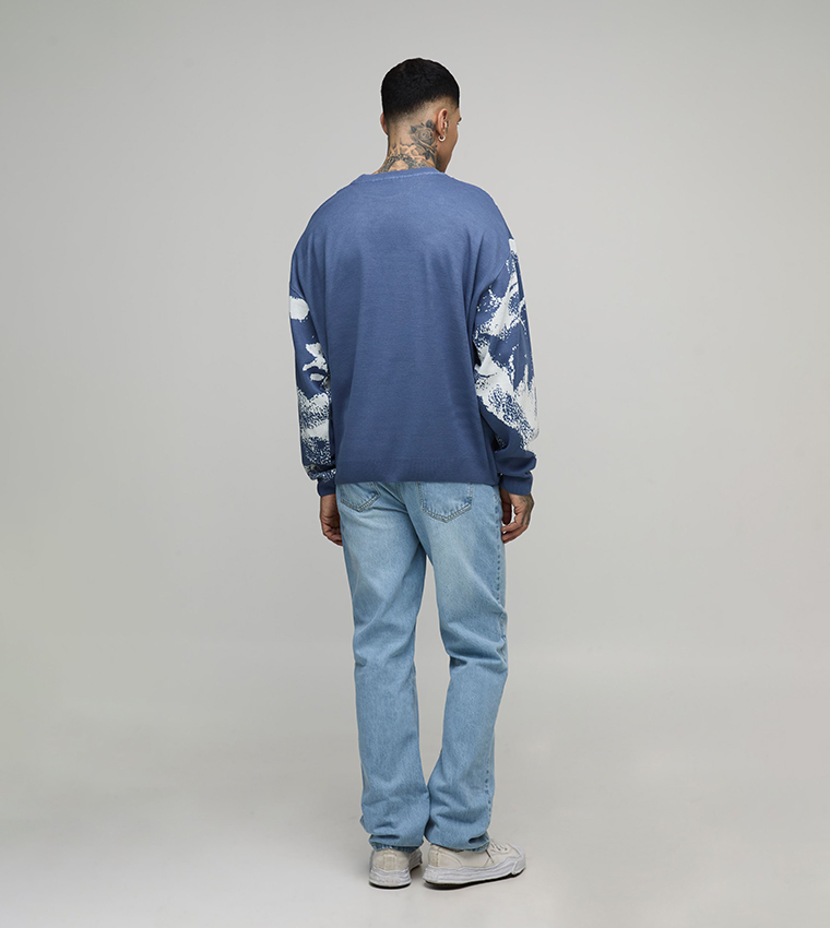 بنطلون جينز مغسول للمقاسات الطويلة