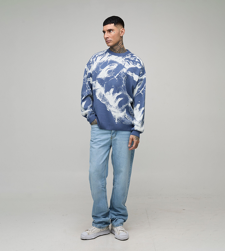 بنطلون جينز مغسول للمقاسات الطويلة