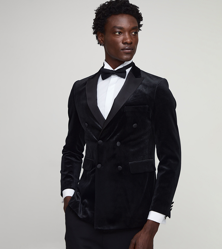 Velvet Double Breasted Tuxedo Blazer