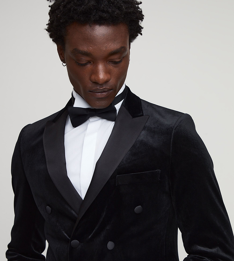 Velvet Double Breasted Tuxedo Blazer