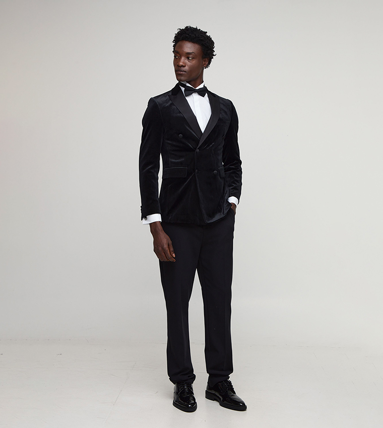 Velvet Double Breasted Tuxedo Blazer