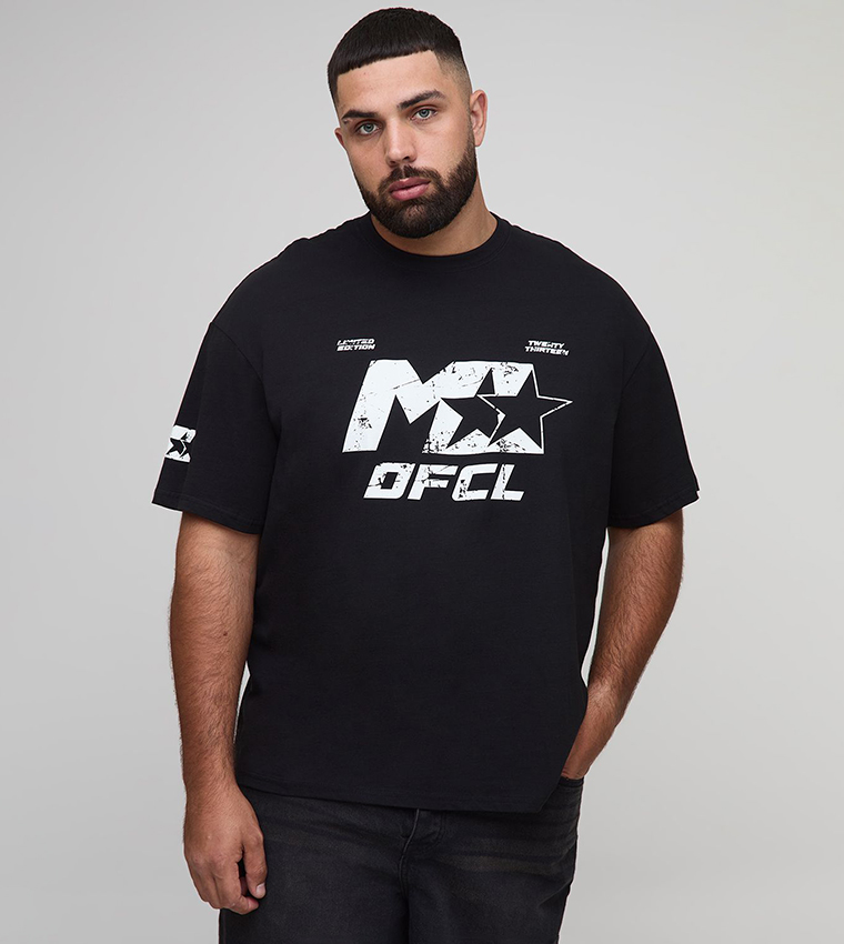 تيشيرت اوفرسايز بطبعة وكم قصير 