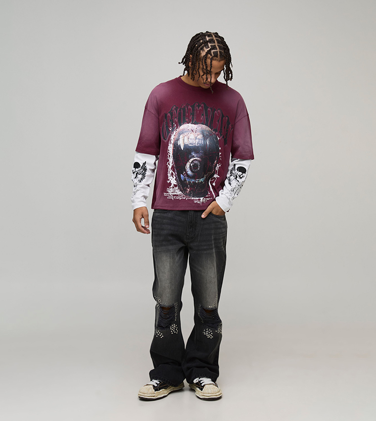 Rip & Repair Studded Flared Jeans