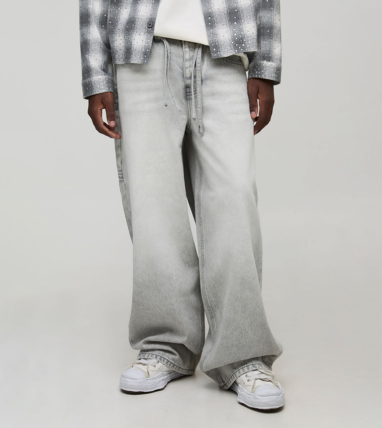 جينز كارغو واسع مغسول 