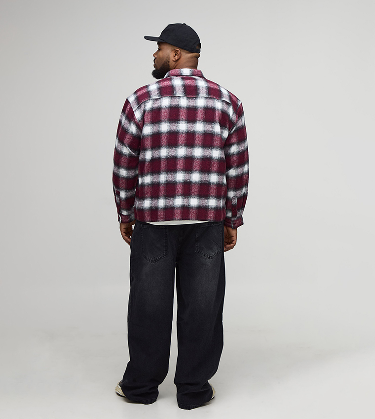 Brushed Check Detail Carpenter Oversized Shirt