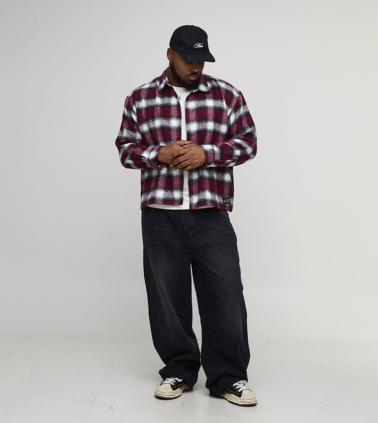 Brushed Check Detail Carpenter Oversized Shirt