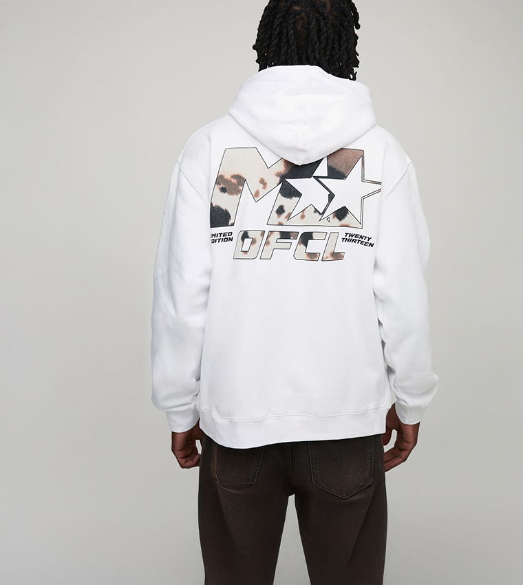 Tall Oversized M-Star Cow Print Hoodie