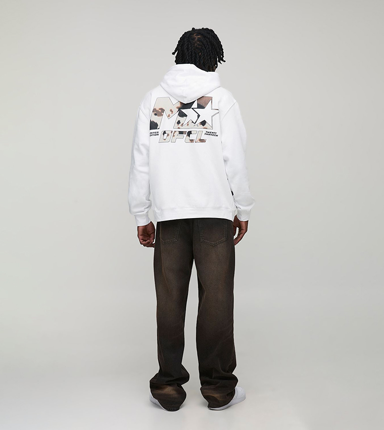 Tall Oversized M-Star Cow Print Hoodie