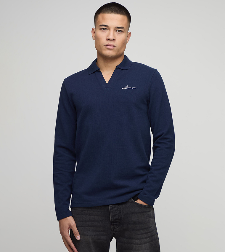 BM Signature Embroidered Long Sleeves Polo T-Shirt