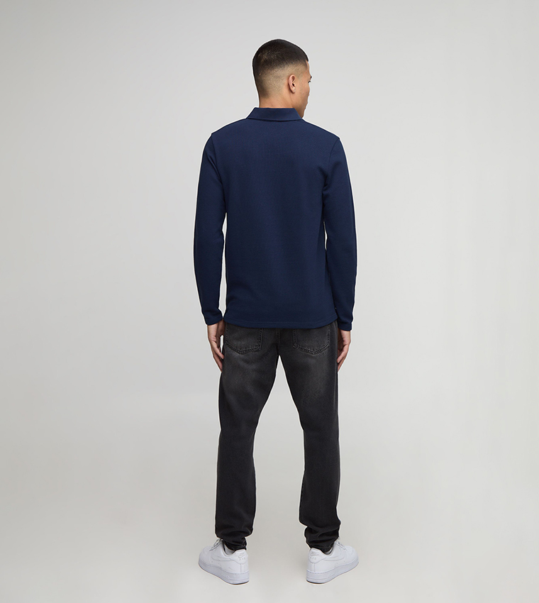 BM Signature Embroidered Long Sleeves Polo T-Shirt