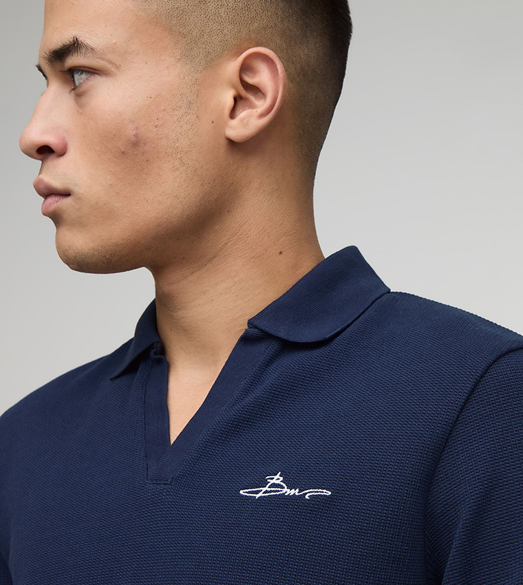 BM Signature Embroidered Long Sleeves Polo T-Shirt