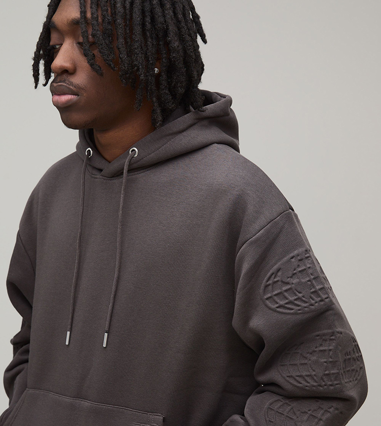 Worldwide Embossed Oversized Hoodie