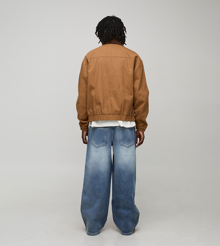 Washed Western Panel Baggy Fit Jeans
