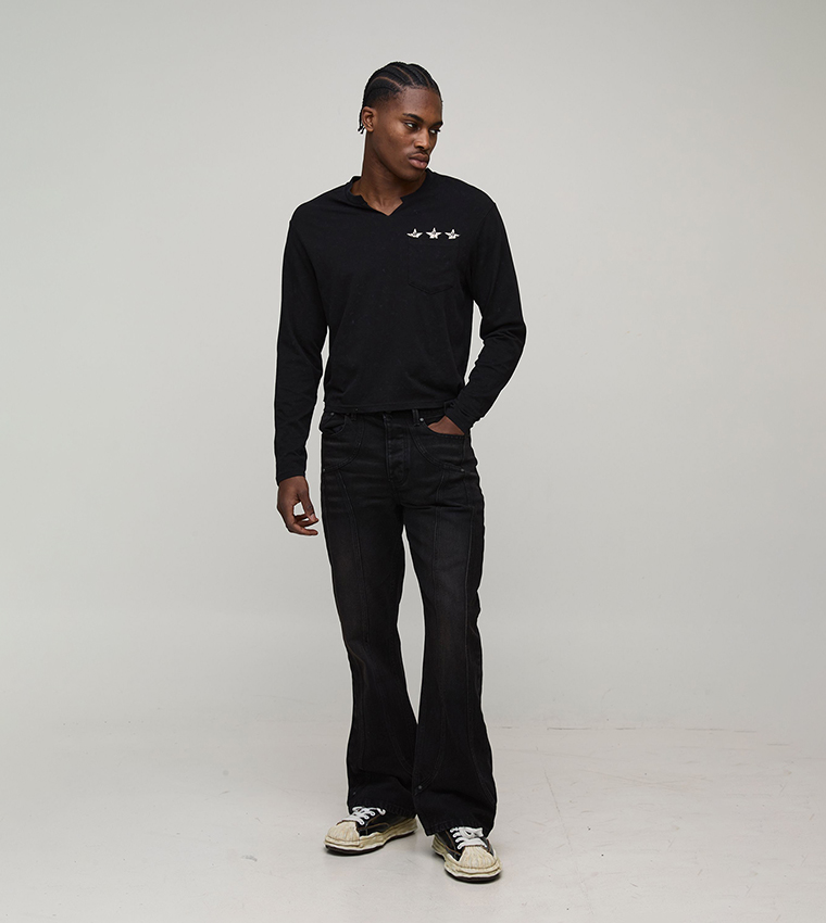 بنطلون جينز واسع مغسول 