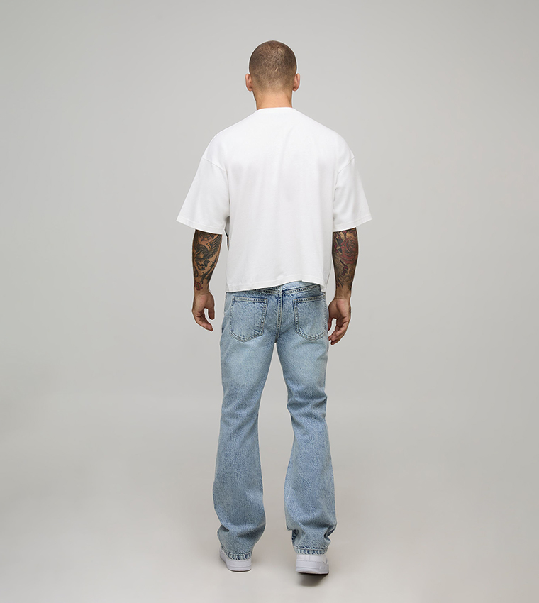 Washed Slim Fit Flared Jeans