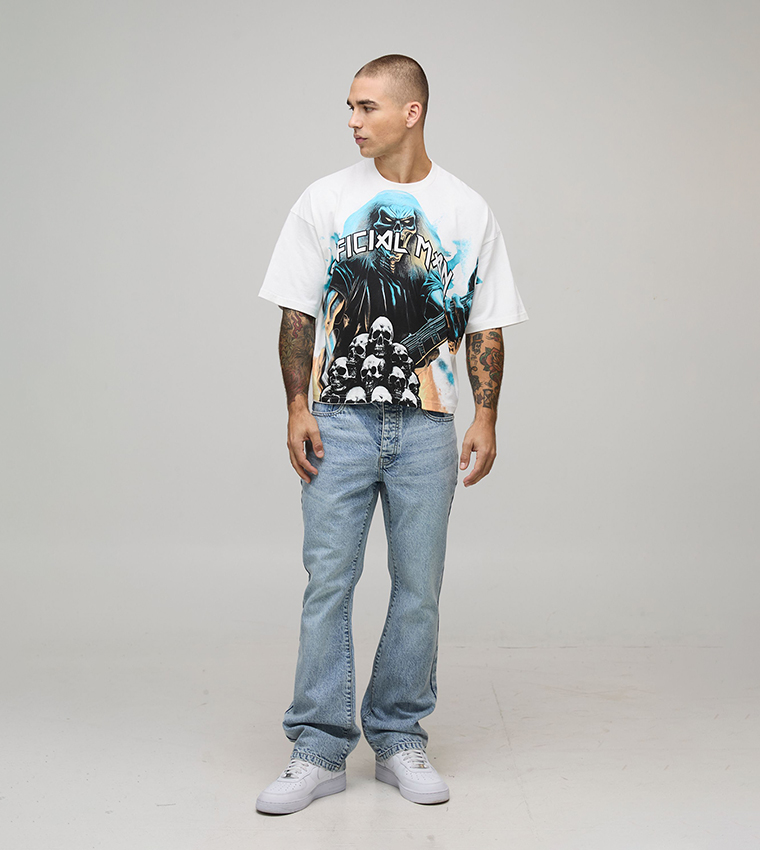 Washed Slim Fit Flared Jeans